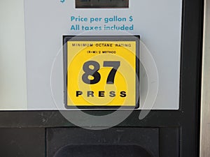 Gas Pump 87 Octane Selection Button