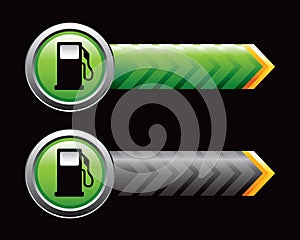 Gas pump in green and black arrows