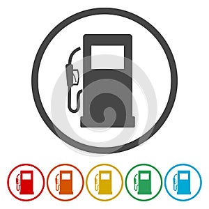 Gas pump icon in circle line