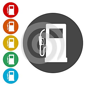 Gas pump icon in circle line
