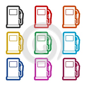 Gas pump icon, Gasoline and diesel fuel symbol, color icons set