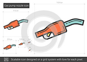 Gas pump nozzle line icon.