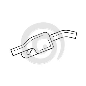 Gas pump nozzle vector line icon.