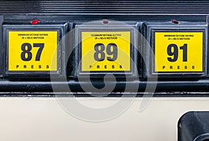 Gas Pump Octane Rating Selector