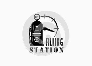 Gas Pump Oil Station Logo Design Inspiration. Gas Pump Vector Template. Illustration of a Fuel Dispenser Filling Station Gasoline