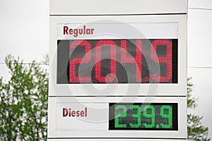 Gas pump prices in Ontario Canada rise and soar to 204.9.9 per liter litre for regular unleaded photo