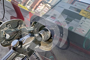 Gas pump reflected image