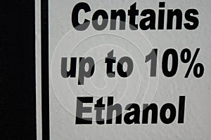 Gas Pump Station Sign Words For Gas Of 10% Ethanol