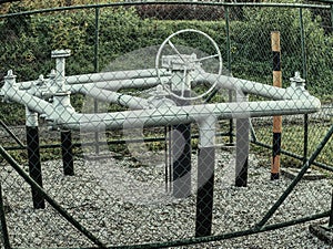 Gas reducer and the valve on the pipeline in fence