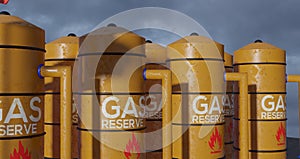 Gas reserve, Gas storage reservoir, Natural gas tank, sanctions on gas, 3D work and 3D image
