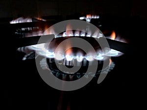 Gas rings on a cooker hob