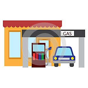 Gas station and car icon, vector illustration