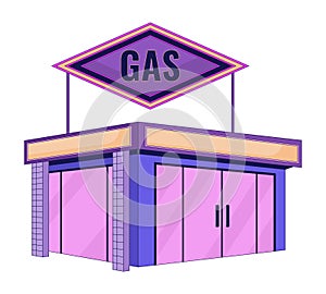 Gas station convenience store 2D linear cartoon object