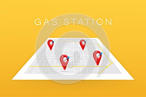 Gas station icon location. Fuel pump, fuel station location.