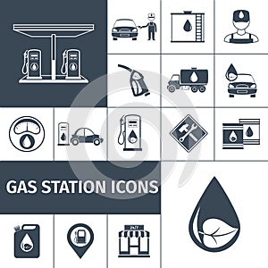 Gas Station Icons Black