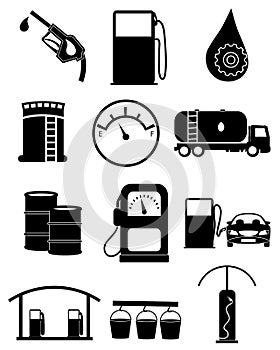 Gas station icons set