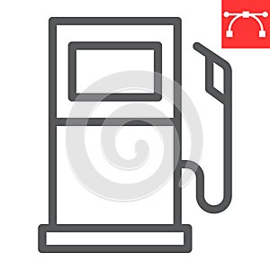 Gas station line icon, fuel and gasoline, petrol pump vector icon, vector graphics, editable stroke outline sign, eps 10