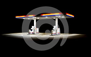 A gas station at night