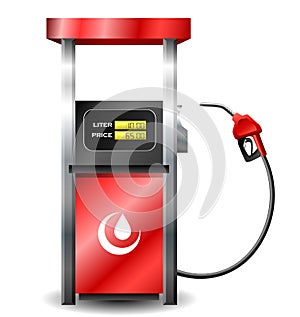 Gas station pump with fuel nozzle