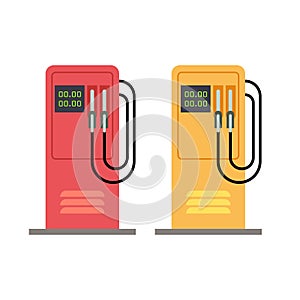 Gas station pump with gasoline petrol flat vector illustration