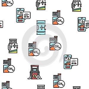 Gas Station Refueling Equipment Vector Seamless Pattern