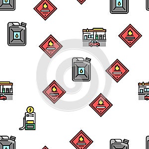 Gas Station Refueling Equipment Vector Seamless Pattern