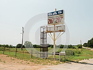 Gas station sign on Route 66 in Chandler, Oklahoma