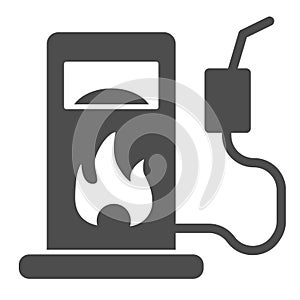 Gas station solid icon. Gasoline pump for petrol or fuel. Oil industry vector design concept, glyph style pictogram on