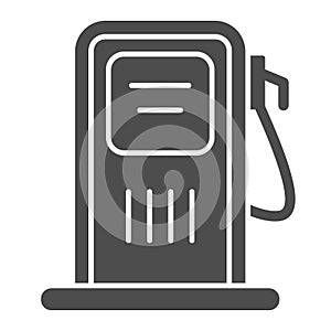 Gas station solid icon, transportation symbol, petrol refill station vector sign on white background, Gas pump with fuel