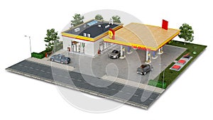 Gas station and surrounding territory on a piece of ground