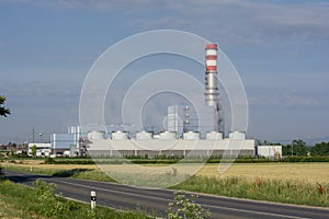 Gas-steam combined cycle power plant Malzenice, Slovakia. The power plant incinerates natural gas