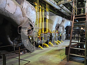 Gas steam generator, machinery, pipes, tubes at a power plant