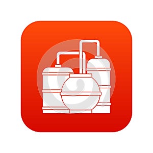 Gas storage tanks icon digital red