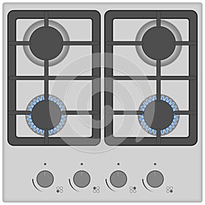 Gas stove isolated on white background. Top view vector illustration.