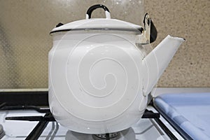 gas stove kettle close-up