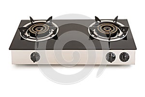 Gas stove kitchen home appliance isolated on white background with clipping path includes. Selective focus