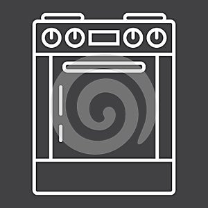 Gas stove line icon, kitchen and appliance
