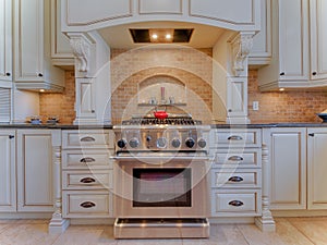 Gas stove in luxury kitchen