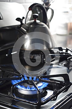 Gas stove in modern kitchen