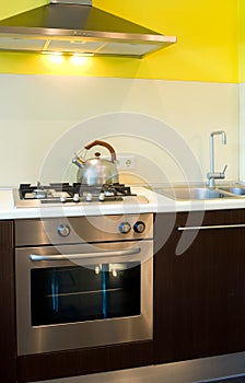 Gas stove and oven in kitchen