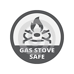 Gas stove safe circle vector label
