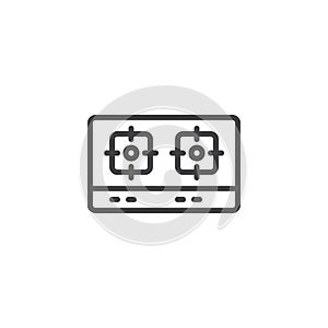 Gas stove top view outline icon