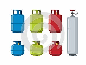 Gas Tank Cylinder, Liquefied Petroleum Gas collection icon set. cartoon flat illustration vector in white background