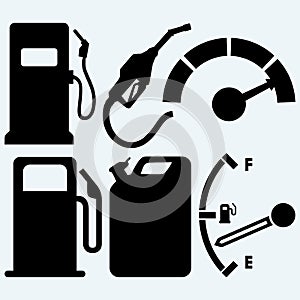 Gas tank, gas station and jerrycan