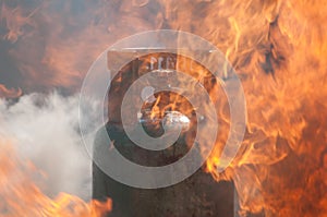 Gas tank in the storm fire.