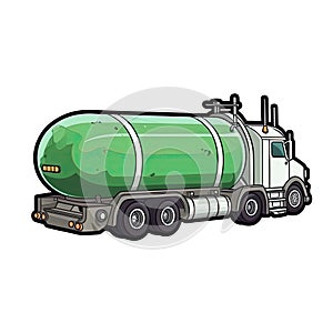 Gas Tanker In Cartoon Style Stiker On White Background On Isolated Transparent Background, Png, Logo. Generative AI