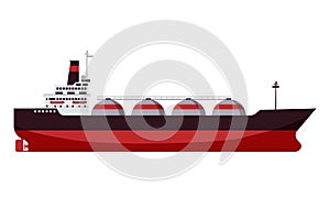 Gas tanker LNG carrier natural gas. Carrier ship. Vector illustration isolated cartoon flat design