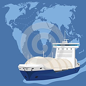 Gas tanker at seascape vector illustration