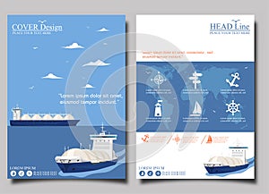 Gas tanker at seascape vector illustration