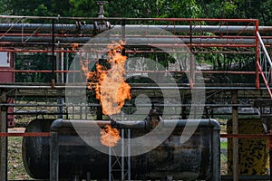 Gas tanks with fire during training